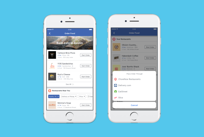 You Can Now Order Food From the Facebook App