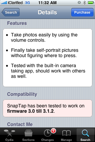 SnapTap: Take Pictures Using the iPhone Volume Controls