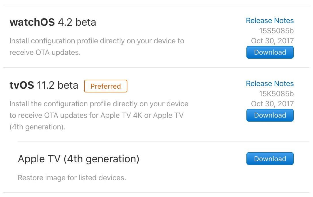 Apple Seeds tvOS 11.2 Beta and watchOS 4.2 Beta to Developers [Download]