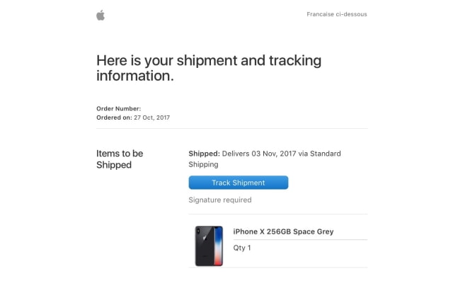 Apple Sends Out iPhone X Shipment Notifications