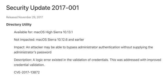 Apple Apologizes to All Mac Users, Releases Security Update to Fix Root Password Vulnerability in macOS High Sierra