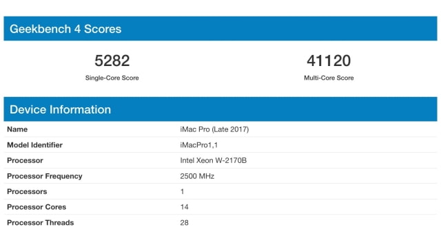 Early iMac Pro Benchmarks [Chart]