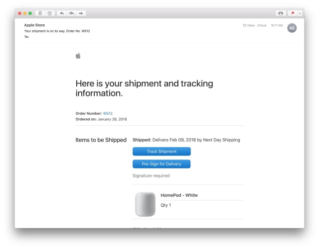 Apple Sends Out HomePod Shipment Notifications