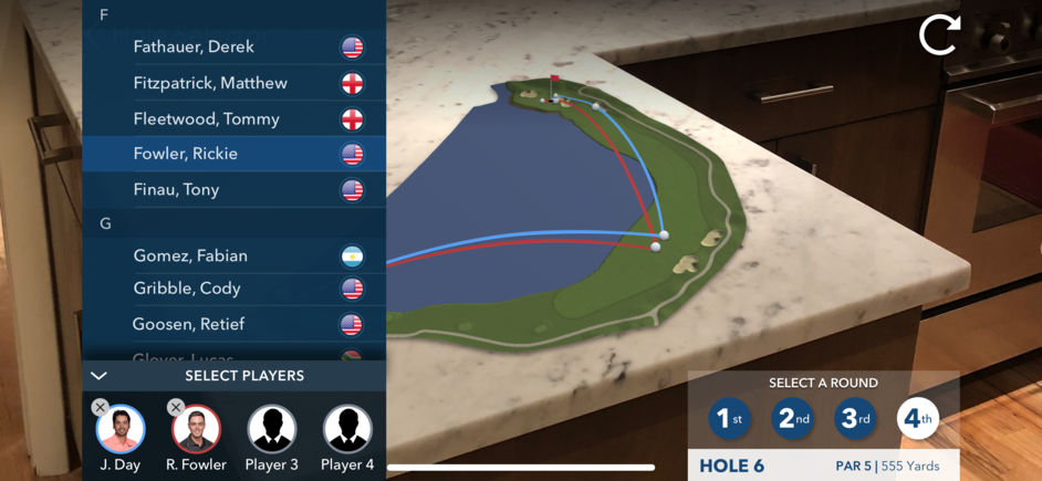 PGA Tour Uses ARKit to Project 3D Golf Courses and Live 3D Shot Trails Onto Any Flat Surface