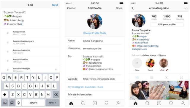 Instagram Adds Hashtag and Profile Links in Bio