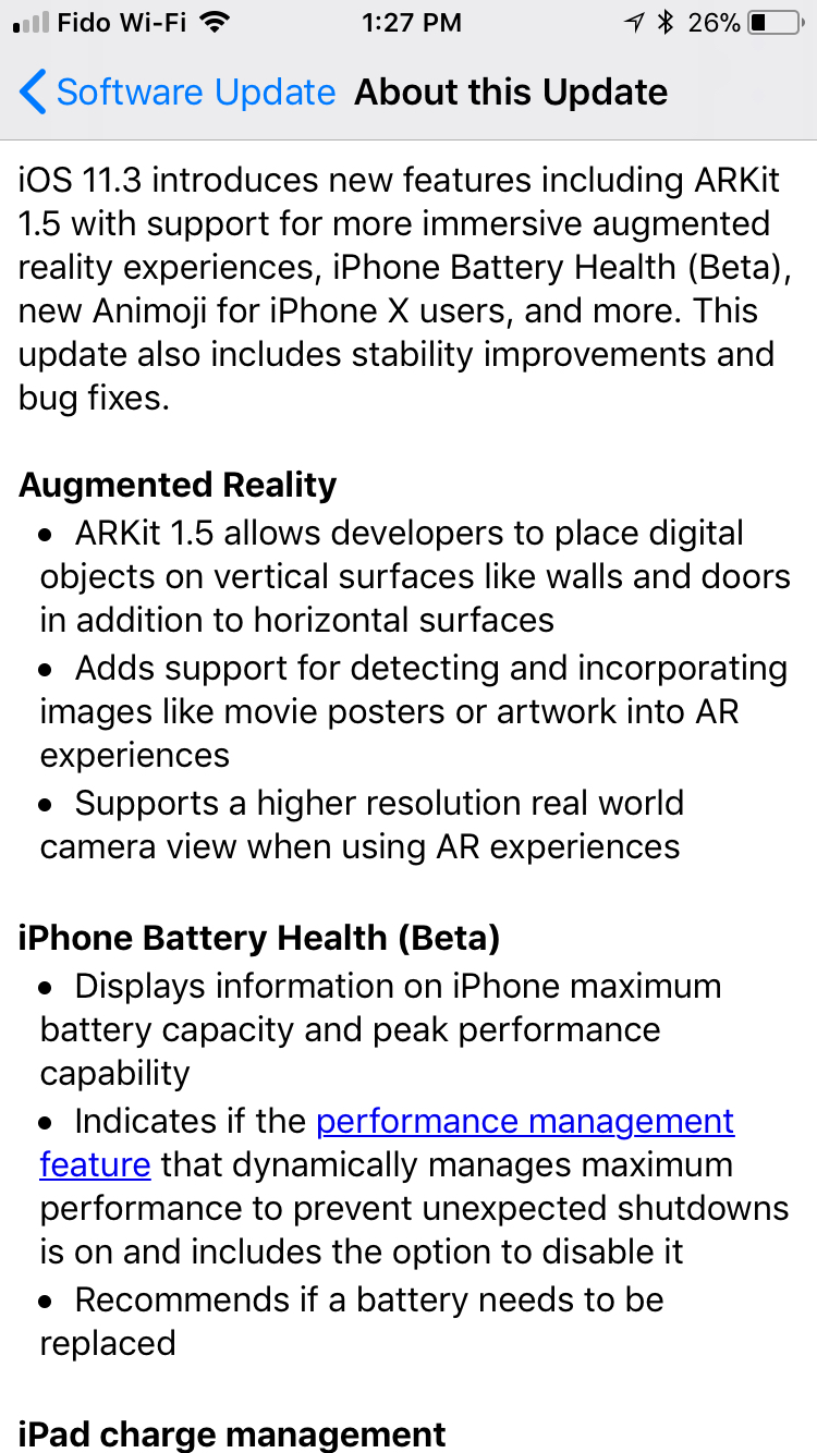 Full Releases Notes for iOS 11.3