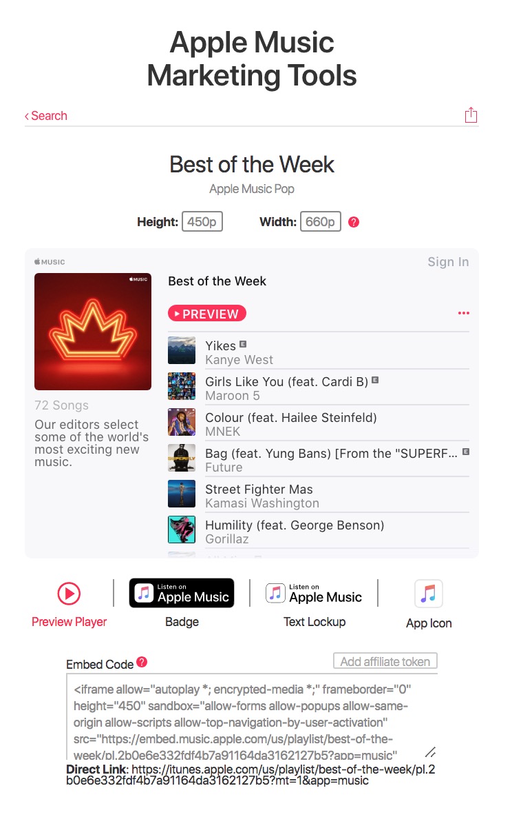 Apple Music Gains Embeddable Web Widget