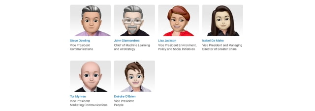 Apple Updates Leadership Page With Memoji Avatars