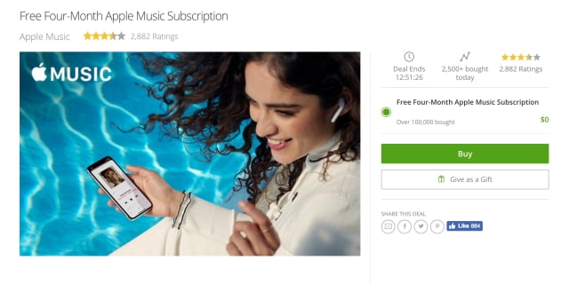 Four Month Free Trial of Apple Music Available on Groupon