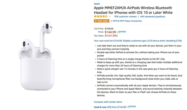 Apple AirPods On Sale for $145 [Deal]