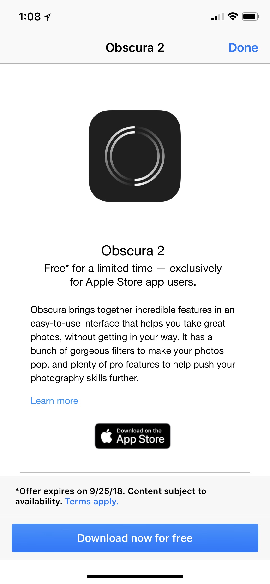 Apple Offers &#039;Obscura 2&#039; Camera App as a Free Download!