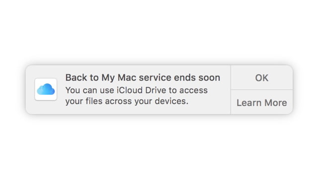 Back to My Mac Will Not Be Available on macOS Mojave