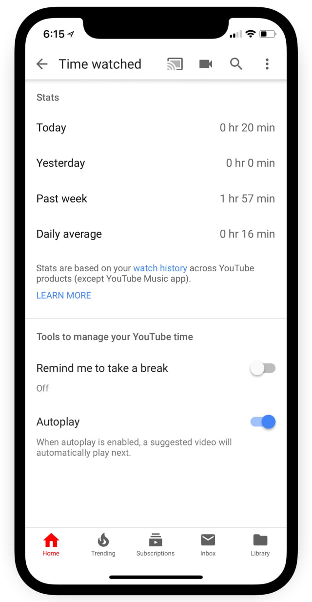 YouTube App Gets New &#039;Time Watched&#039; Feature