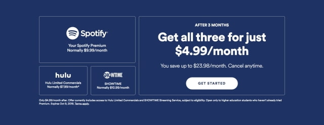 Students Can Now Get Spotify, Hulu, and SHOWTIME for $4.99/Month