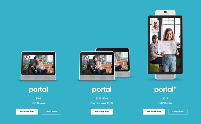Facebook Unveils New Portal and Portal+ Smart Speakers With Video Calling and Alexa