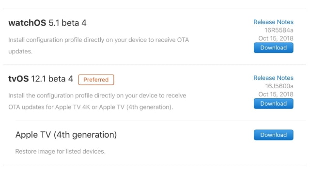 Apple Seeds watchOS 5.1 Beta 4 and tvOS 12.1 Beta 4 to Developers [Download]