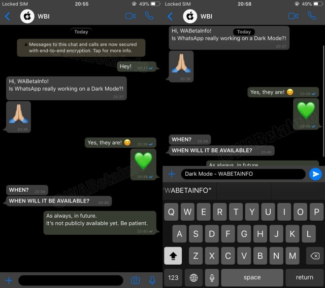 WhatsApp Gets iPhone XS Max Support, Dark Mode in Development
