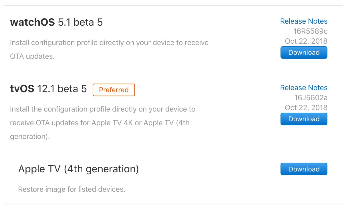 Apple Seeds watchOS 5.1 Beta 5 and tvOS 12.1 Beta 5 to Developers [Download]