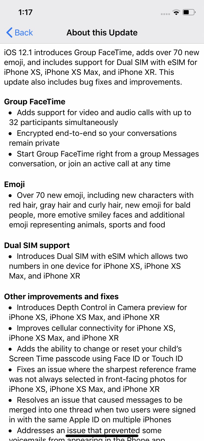 Here&#039;s the Full iOS 12.1 Changelog