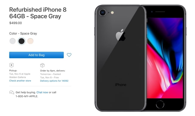 Apple Begins Selling Refurbished iPhone 8 Smartphones Starting at $499