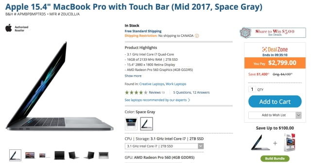 High-end 2017 15-inch MacBook Pro On Sale for $1400 Off [Deal]