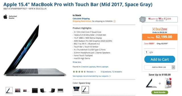 High-end 2017 15-inch MacBook Pro On Sale for $1400 Off [Deal]
