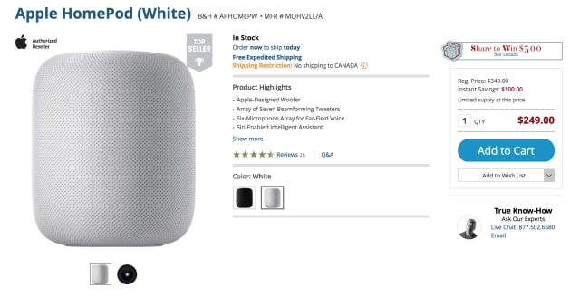 Apple HomePod On Sale for $100 Off [Limited Supply]