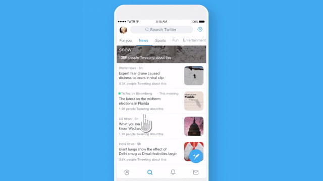 Twitter App Update Brings Sections to Search Tab