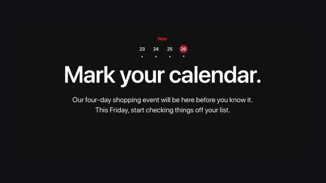 Apple Teases Four-Day Shopping Event Starting Black Friday Apple Teases Four-Day Shopping Event Starting Black Friday