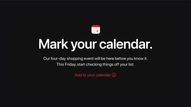 Apple Teases Four-Day Shopping Event Starting Black Friday
