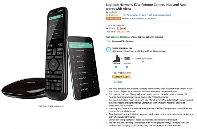 Logitech Harmony Elite Remote On Sale for 34% Off [Deal]