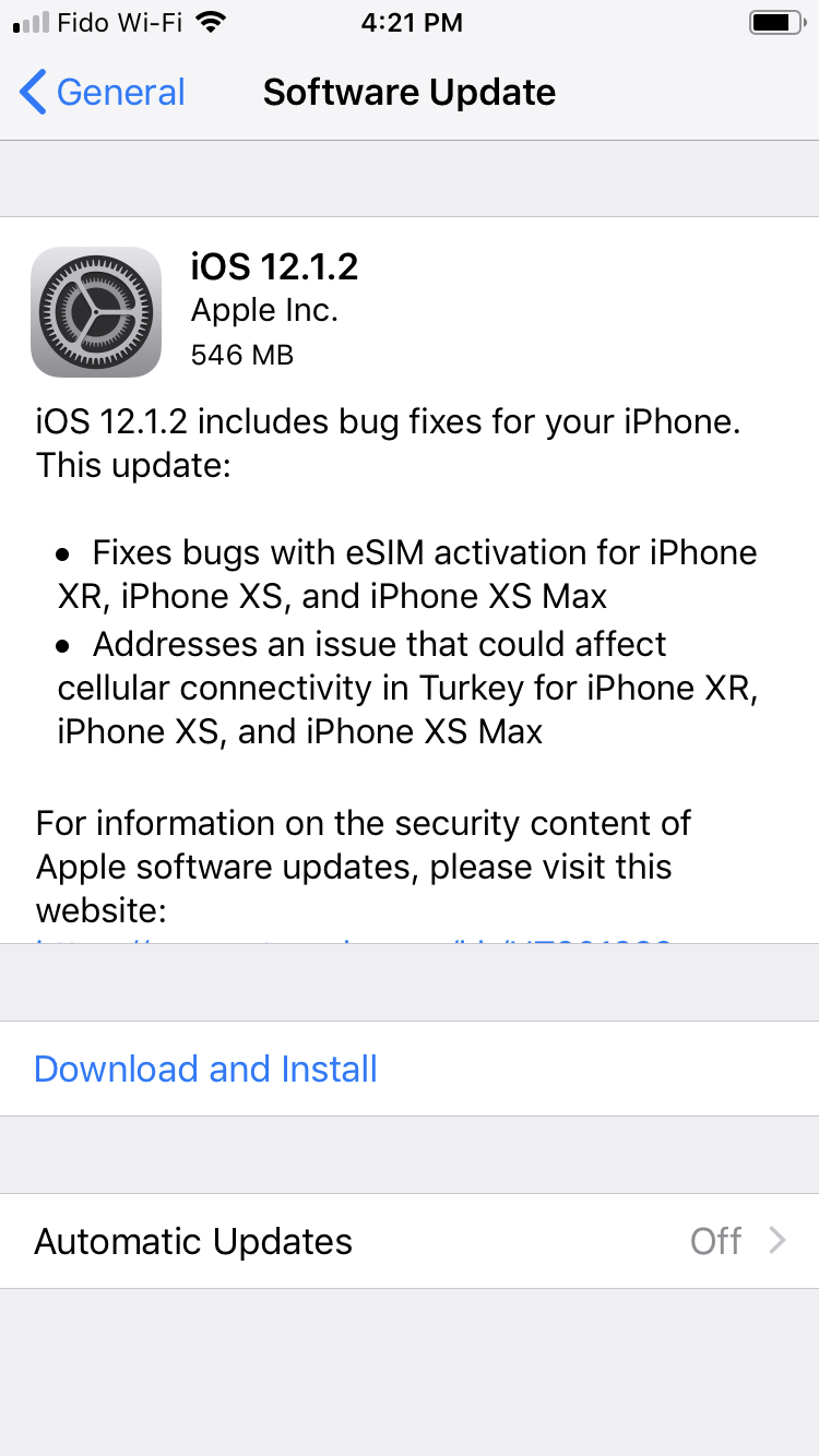 Apple Releases iOS 12.1.2 With eSIM Fixes [Download]