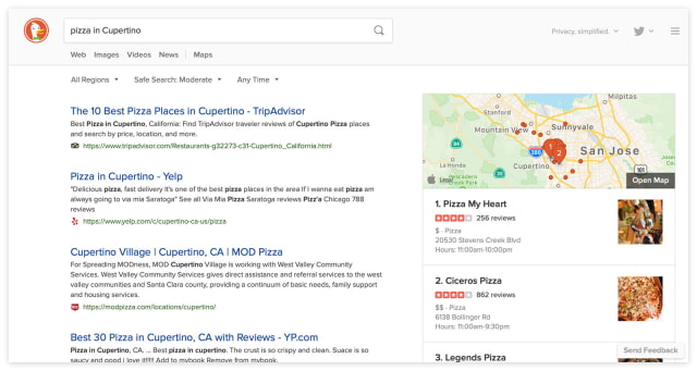 DuckDuckGo Integrates Apple Maps to Power Map and Address Searches