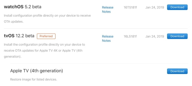 Apple Seeds watchOS 5.2 Beta and tvOS 12.2 Beta to Developers [Download]