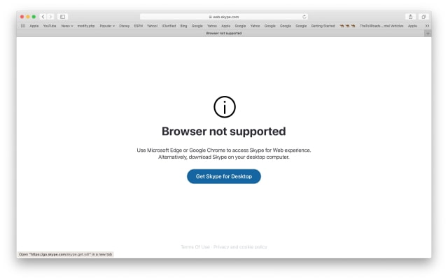 Skype for Web No Longer Works With Safari, Firefox, Opera