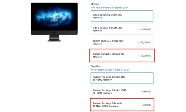 You Can Now Configure the iMac Pro With 256GB of RAM for $5200, Radeon Pro Vega 64X Graphics for $700