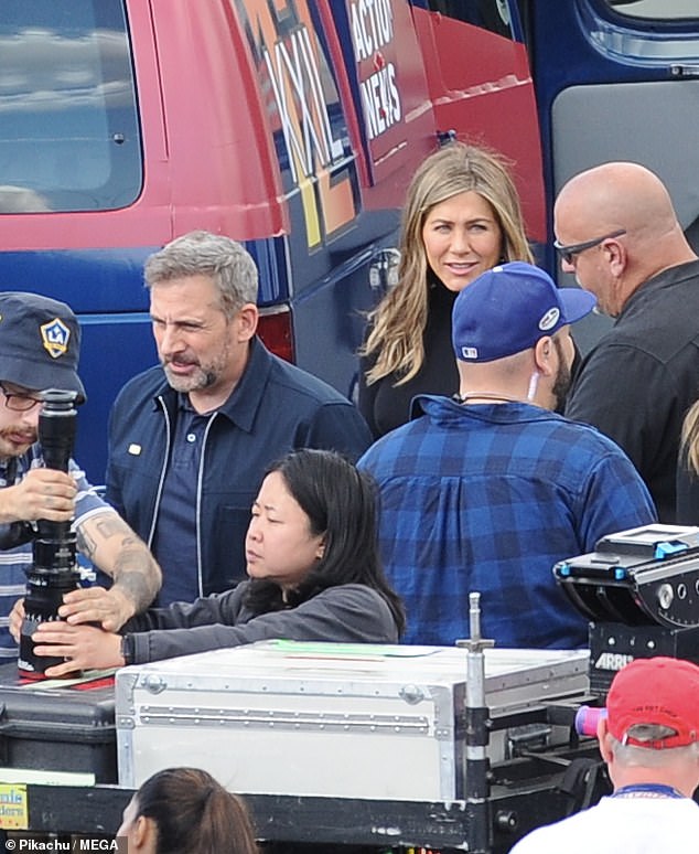 Photos Surface From the Set of Apple Series &#039;The Morning Show&#039; Starring Jennifer Aniston and Steve Carrell