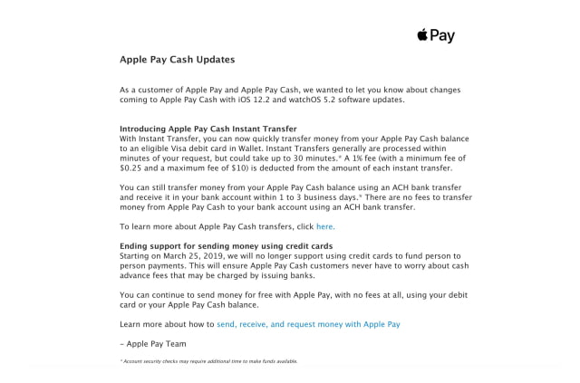 Apple Pay Cash Ends Support for Sending Money Using Credit Cards, Introduces Instant Transfer