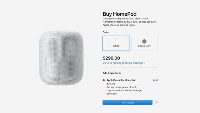 Apple Drops Price of HomePod to $299 from $349