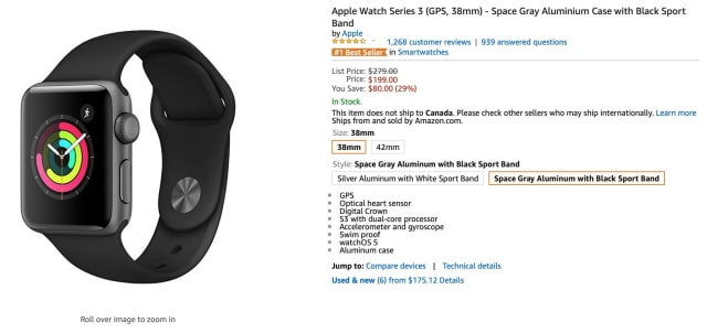 Apple Watch Series 3 On Sale for $199 [Deal]