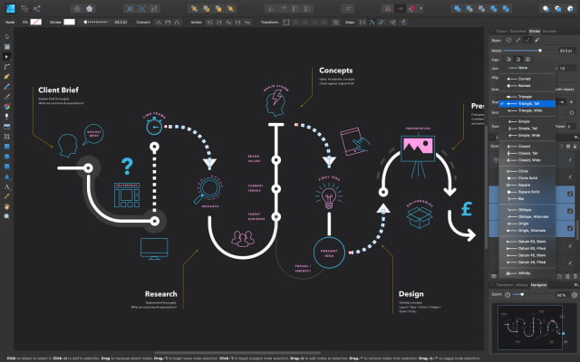 Affinity Designer Updated With HDR Monitor Support, Arrowheads, Tool Improvements, More