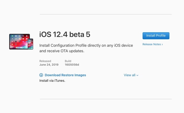 Apple Releases iOS 12.4 Beta 5 [Download]