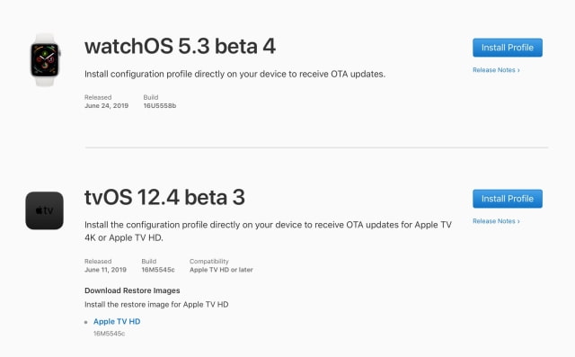 Apple Seeds tvOS 12.4 Beta 3 and watchOS 5.3 Beta 4 to Developers [Download]