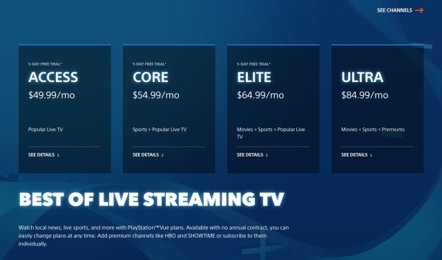 Sony Increases PlayStation Vue Live TV Streaming Plans by $5/Month