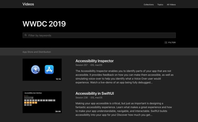 Apple Posts Searchable WWDC19 Video Transcripts