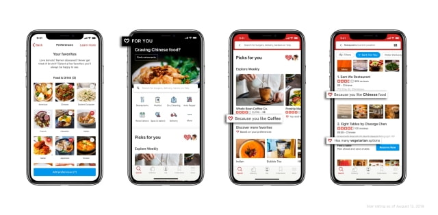 Yelp App Gets Personalized Homescreen and Search Results