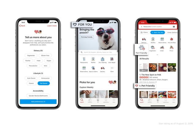 Yelp App Gets Personalized Homescreen and Search Results