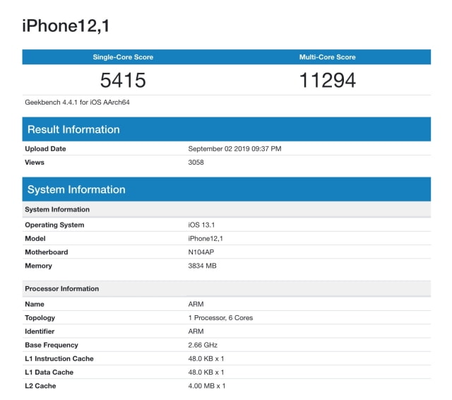 Possible Benchmark for New 2019 iPhone XR Reveals 4GB of RAM, Performance Improvements