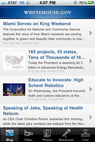 The White House Releases an Official iPhone App