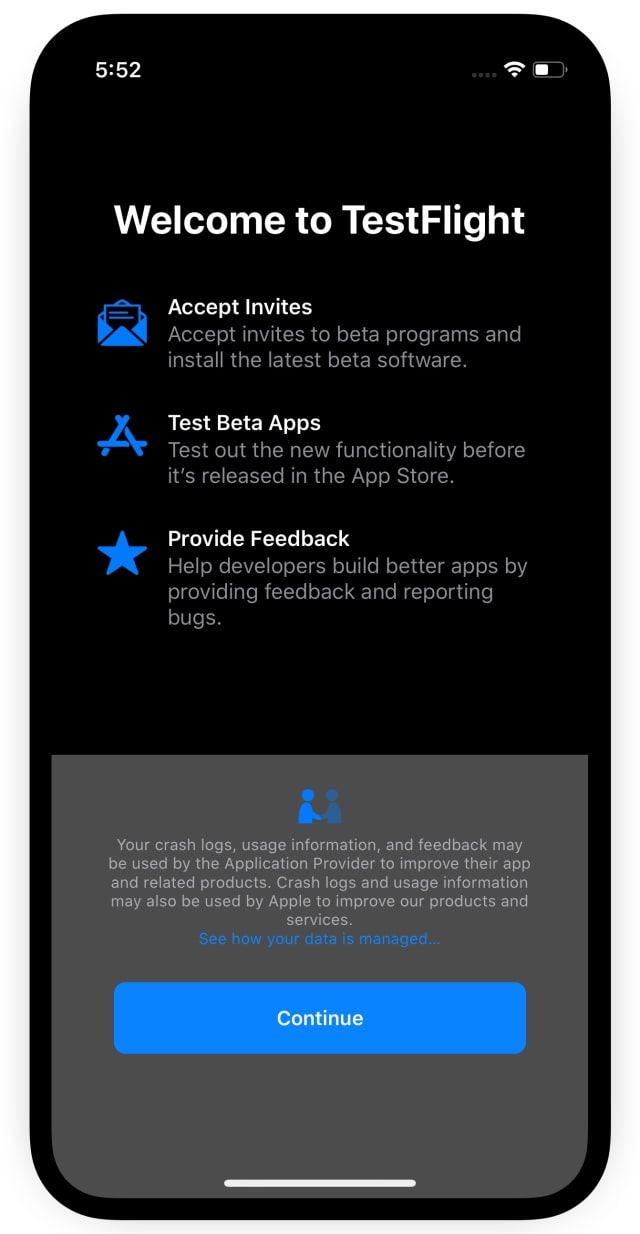 TestFlight App Updated With Dark Mode Support